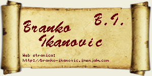 Branko Ikanović vizit kartica